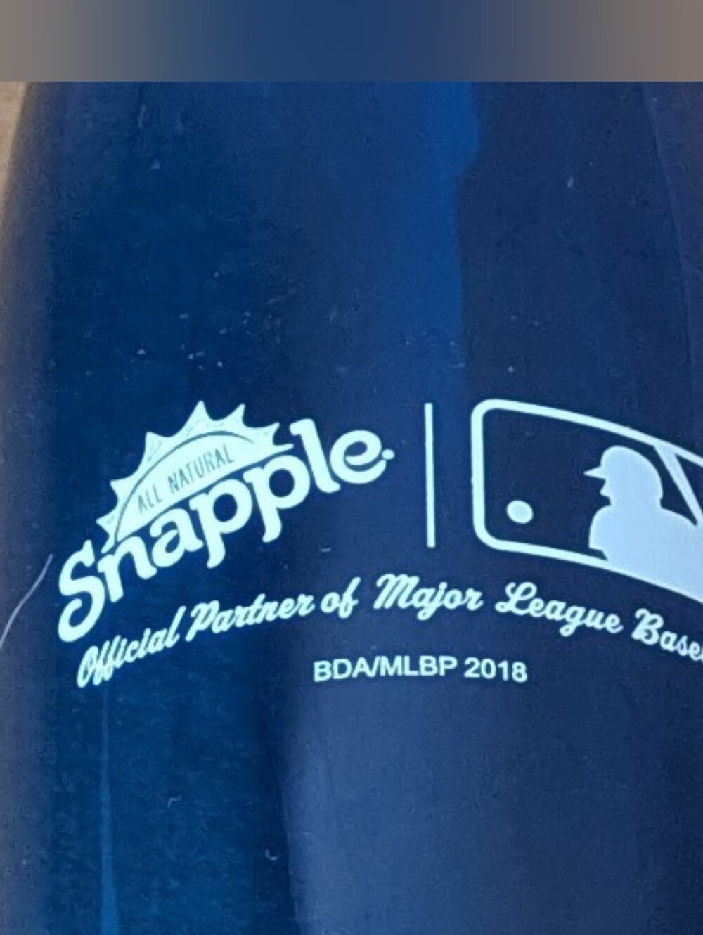 Snapple Official Partner Major League Baseball Blue Plastic Bottle NWOT 2018
